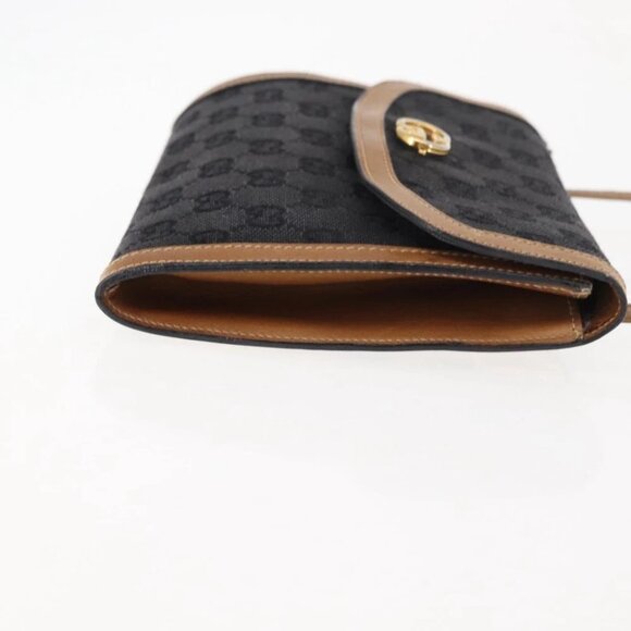 GUCCI GG Canvas Shoulder Bag Canvas Black Brown - Picture 4 of 14